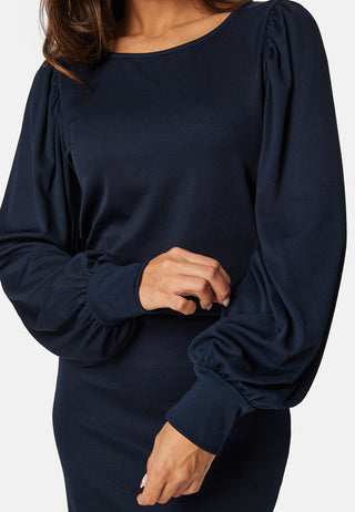 Balloon Sleeve Rib Dress