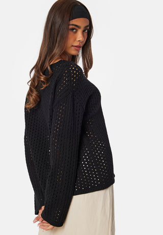 Crochet Knitted Long Sleeve Top