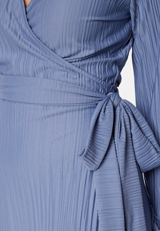 Pleated Wrap Midi Dress