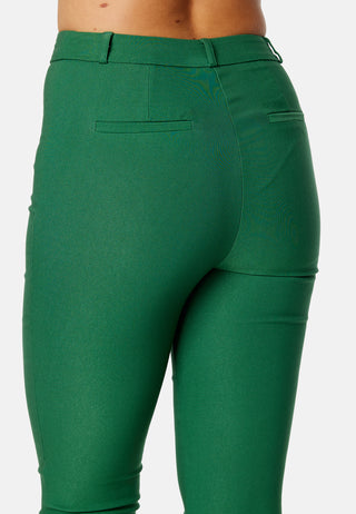 High Waist Stretchy Ankle Slit Trousers