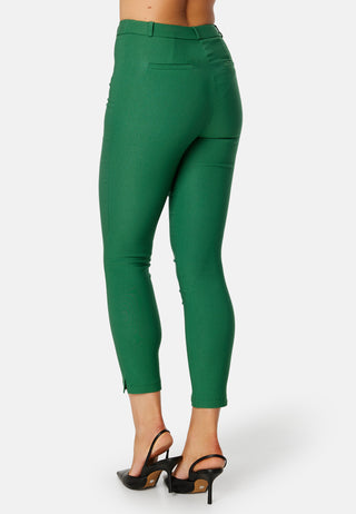 High Waist Stretchy Ankle Slit Trousers