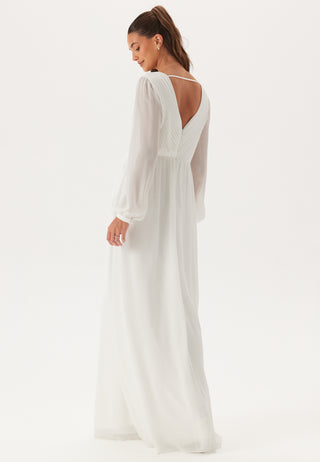 Pleated V-Neck Wedding Gown