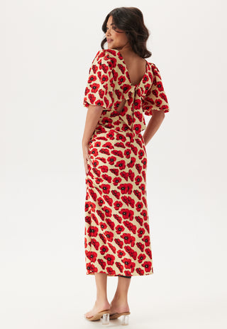 Puff Sleeve Bow Midi Dress