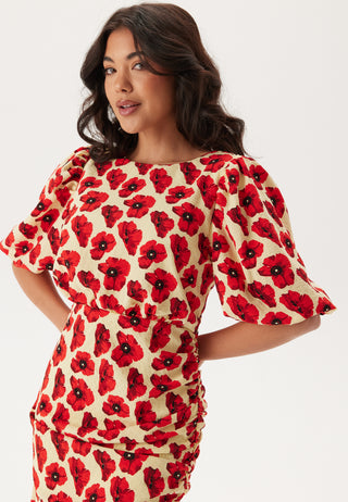 Puff Sleeve Bow Midi Dress