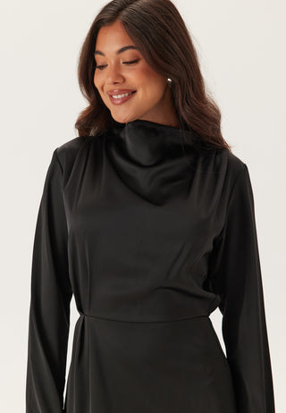 Satin Cowl Neck Midi Dress