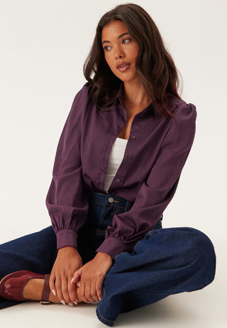 Puff Sleeve Satin Shirt