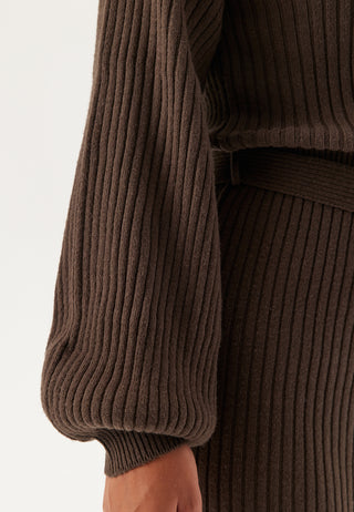 Round Neck Rib Knitted Midi Dress