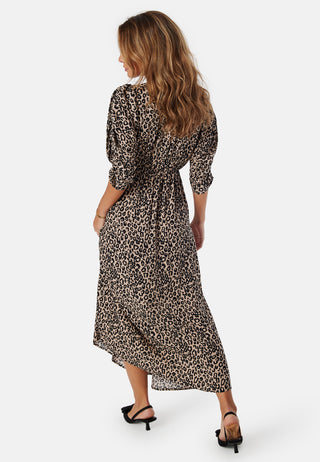 Ruched Sleeve Midi Dress