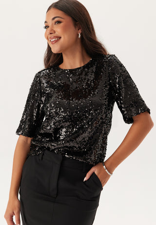 bubbleroom-sequin-short-sleeve-top-black