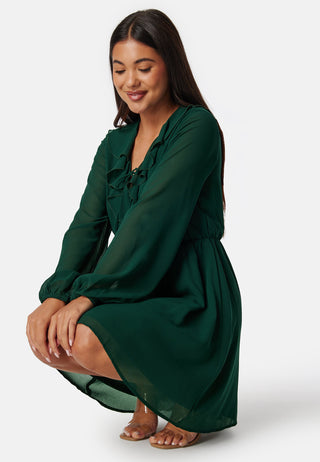 V-neck Short Frill Dress