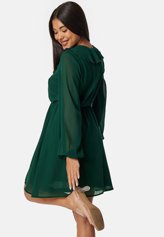 V-neck Short Frill Dress