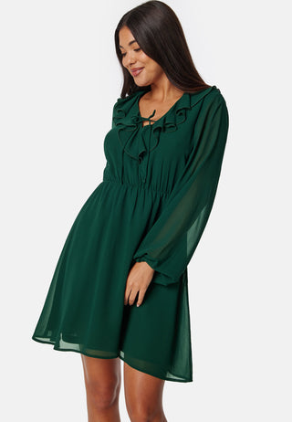 V-neck Short Frill Dress