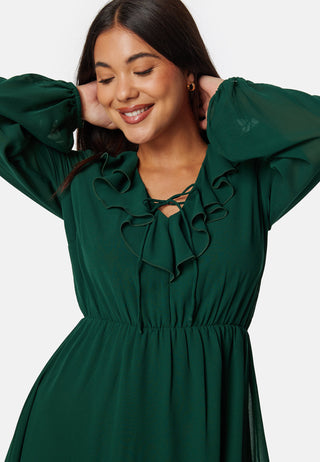 V-neck Short Frill Dress