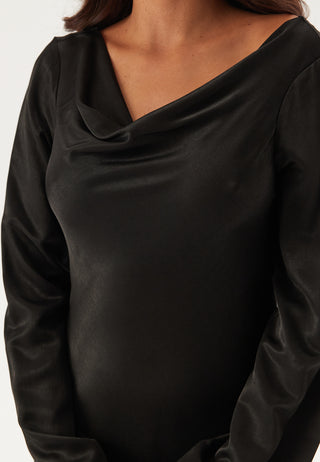 Waterfall Midi Satin Dress