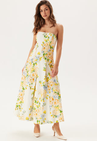 Charlotte Strapless Printed Midi Dress