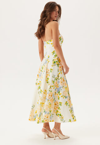 Charlotte Strapless Printed Midi Dress