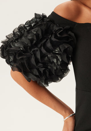 Bardot Ruffle Sleeve Maxi Dress