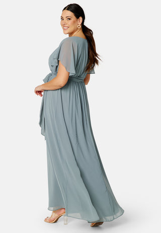 Flutter Sleeve Chiffon Maxi Curve Dress