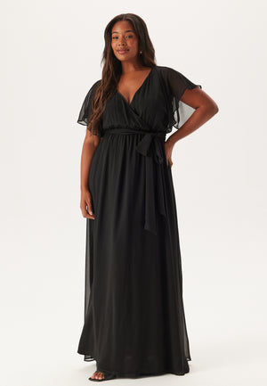Flutter Sleeve Chiffon Maxi Curve Dress