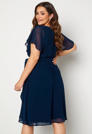 Flutter Sleeve Chiffon Midi Dress