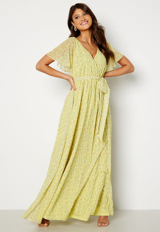 Ditsy Flutter Sleeve Maxi Dress