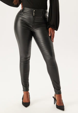 Mid Waist Buttoned Coated Jeans