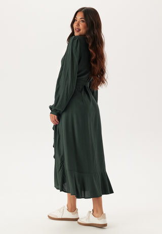 Puff Sleeve Viscose Wrap Dress