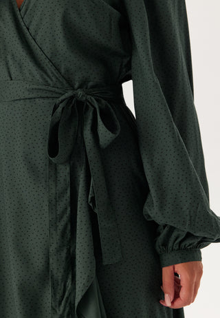 Puff Sleeve Viscose Wrap Dress