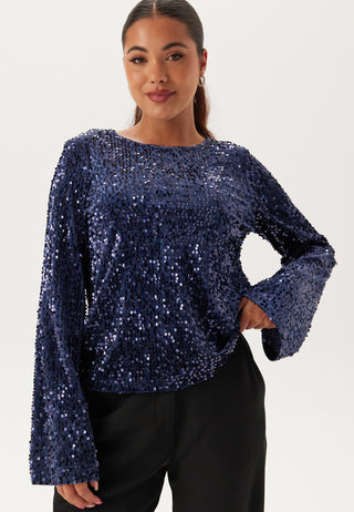Sequin Trumpet Sleeve Top