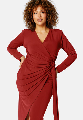 Long Sleeve Wrap Maxi Dress