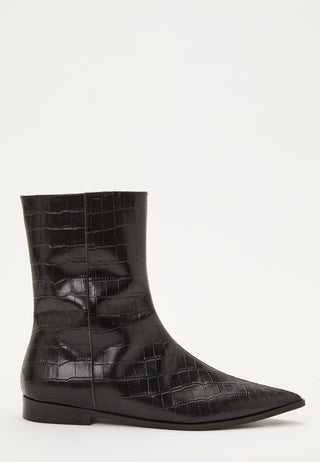 Croco Leather Ankle Boot