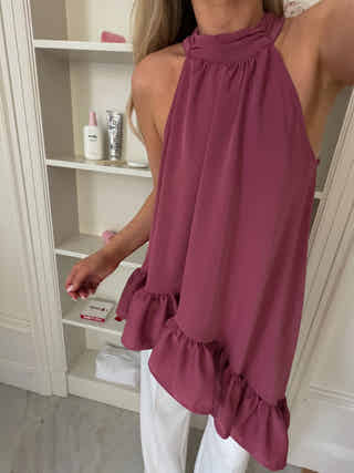 Asymmetric Halter Neck Blouse