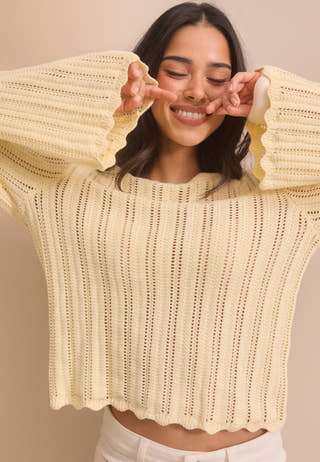 Boat Neck Structure Knitted Sweater