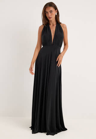 Multi Tie Maxi Dress Black