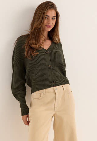 Vmlea LS V-Neck Cuff Cardigan Green