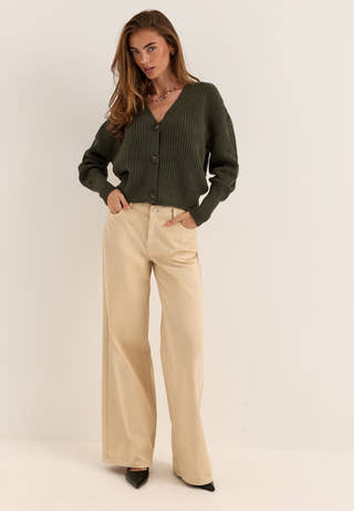 Vmlea LS V-Neck Cuff Cardigan Green