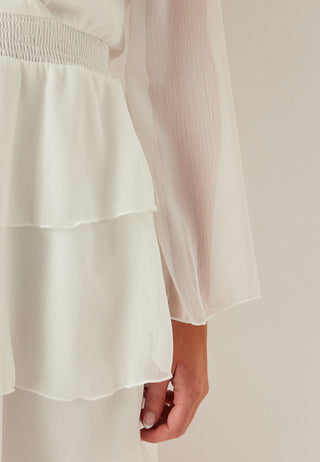 Frill L/S Chiffon Dress