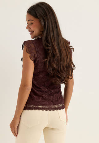 Pcolline SL Lace Top Purple