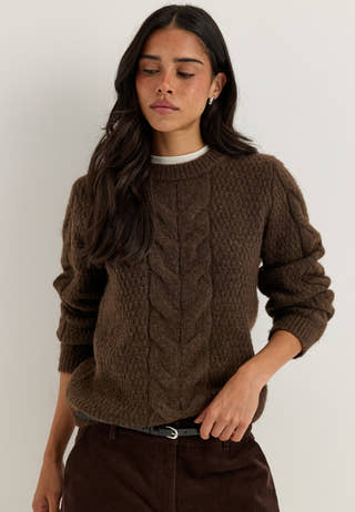 Pcnina Ls O-neck Knit Brown