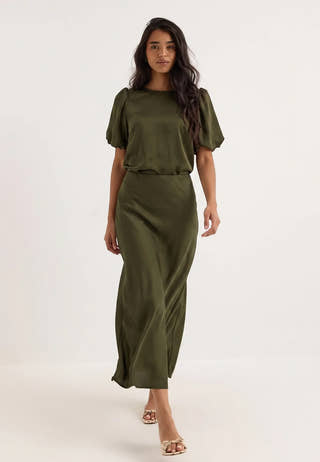 Viellette Hw Midi Skirt Green
