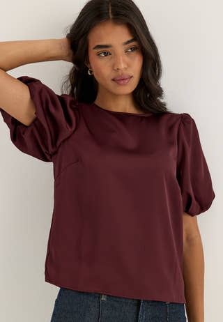 Viellette 2/4 SATIN PUFF TOP Red