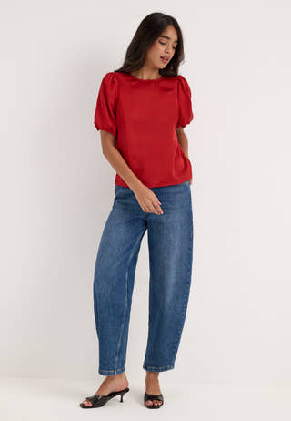 Viellette 2/4 SATIN PUFF TOP Red