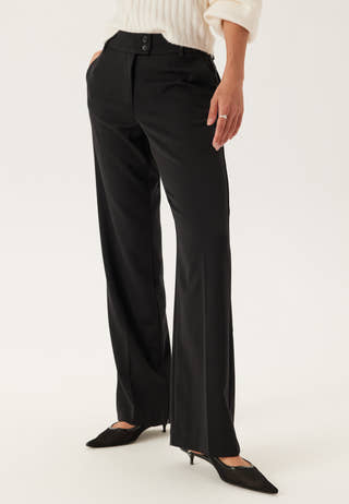 Mid Waist Straight Back Pocket Trousers