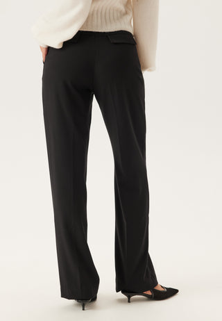 Mid Waist Straight Back Pocket Trousers