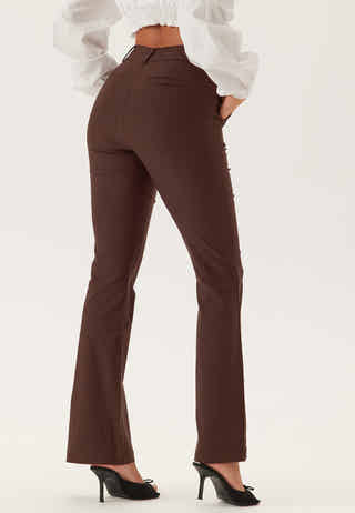 Mid Waist Stretchy Flared Trousers