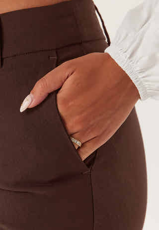 Mid Waist Stretchy Flared Trousers