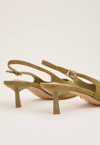 Korra Suede Slingback Sandal Green