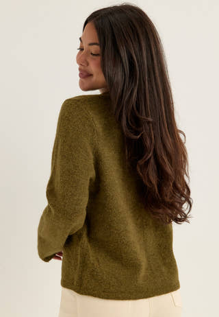 Slflulu New Ls Knit Cardigan Green