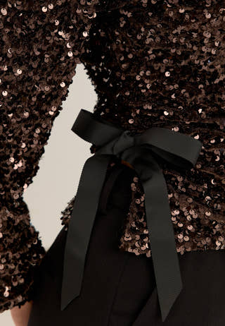 Side Slit Sequin Top Brown