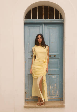 trendy jersey dresses Day Shirred Jersey Dress (Copy) Orange / M